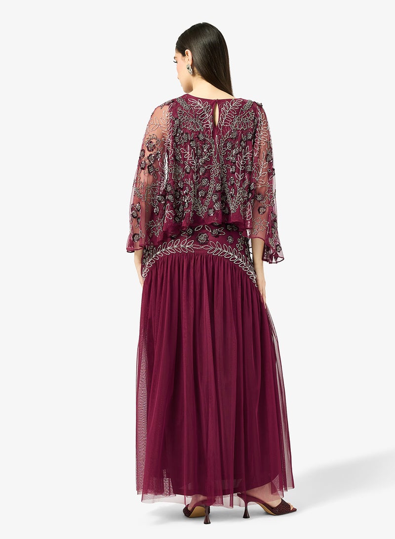 Frock and Frill Embellished Long Sleeve Maxi Dress - Image 2